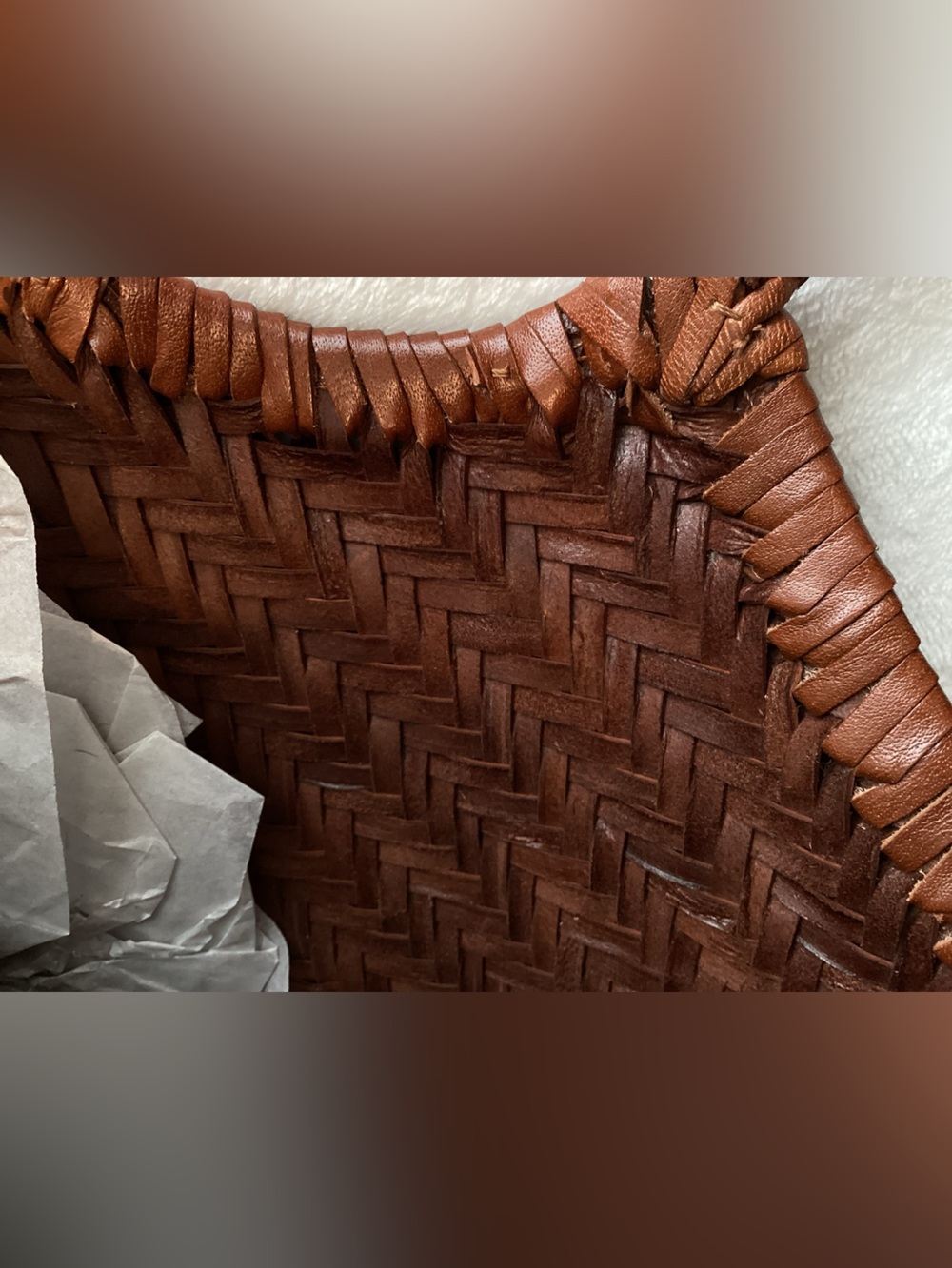 Anthropologie Woven Leather Tote New Tan Brown Beach Summer - Picture 11 of 11